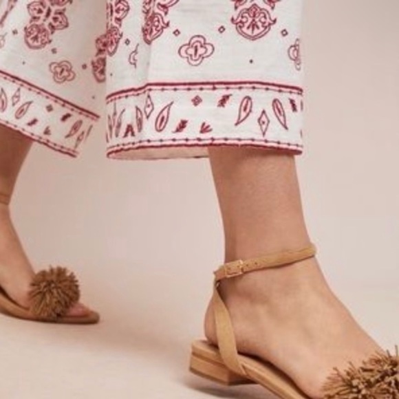 Ett Twa By Anthropologie Jadida Embroidered Cropped Wide Leg Pants Size 6 - Picture 5 of 5